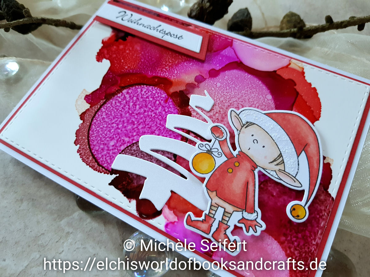 My Favorite Things - MFT - Santa's Elves - Kulricke - Weihnachtsbaum - Alcohol Inks - Copics - Weihnachtskarte - Christmascard