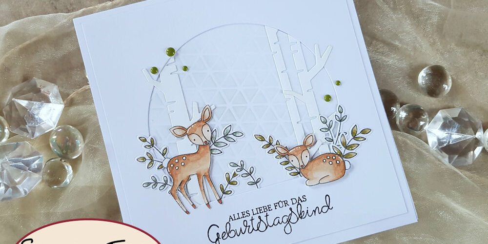 MFT – So Very Fawned Of You – Elchi 1 – 1000 My Favorite Things - MFT - So Very Fawned Of You - Let's Curl Up - Die-Namics - Birch Trees - Creative Depot - Geschwungene Grüße Klassisch - Geburtstagskarte - Birthday Card