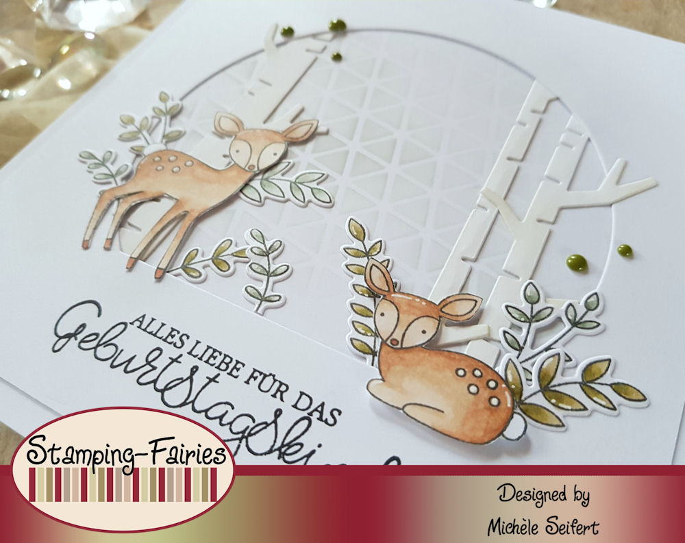 My Favorite Things - MFT - So Very Fawned Of You - Let's Curl Up - Die-Namics - Birch Trees - Creative Depot - Geschwungene Grüße Klassisch - Geburtstagskarte - Birthday Card