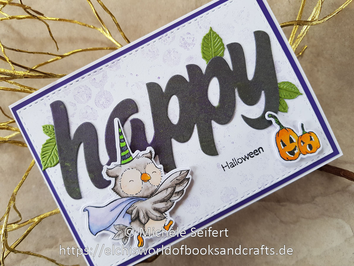 My Favorite Things - Spooktacular Friends - Happy Halloween - 4enScrap - Feuilles de cerisier - Steckenpferdchen - XXL happy - Nuvo Mica Mist - Copics