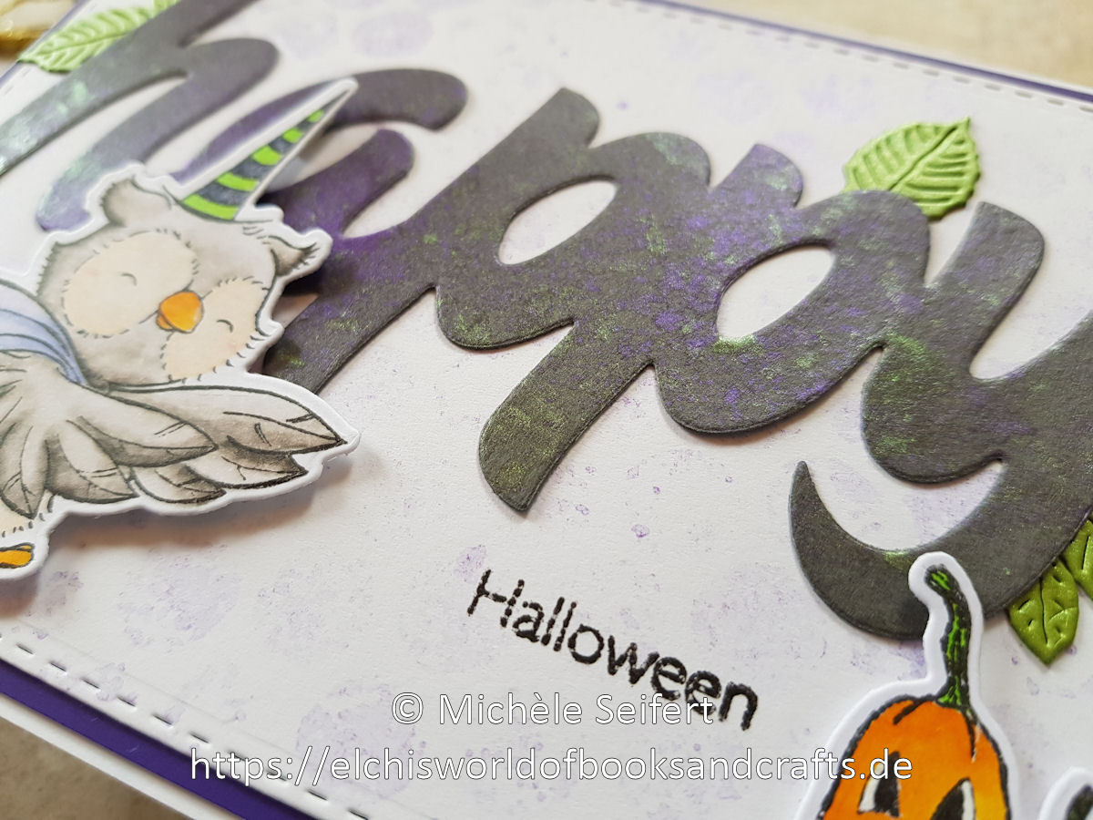 My Favorite Things - Spooktacular Friends - Happy Halloween - 4enScrap - Feuilles de cerisier - Steckenpferdchen - XXL happy - Nuvo Mica Mist - Copics