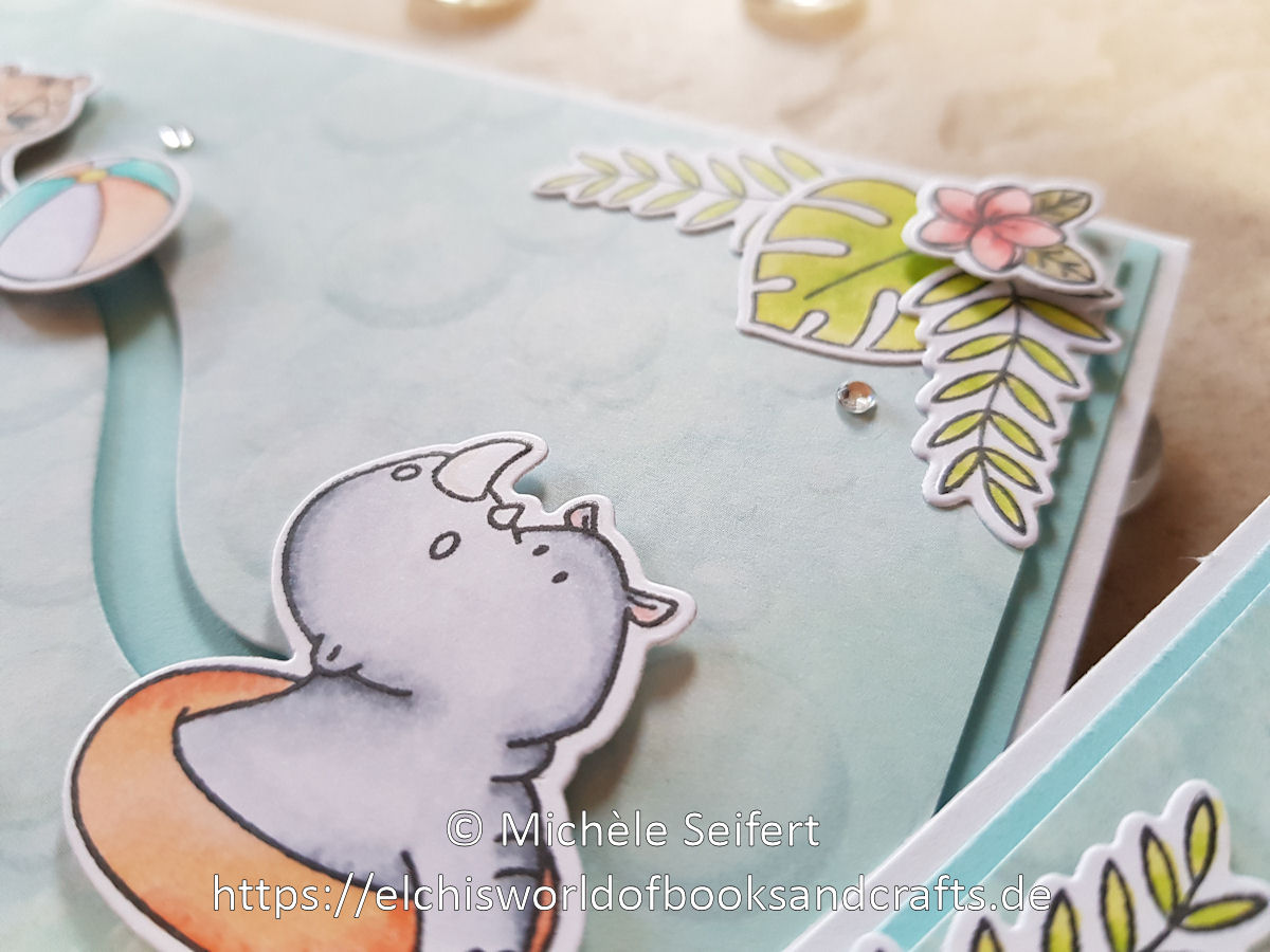 MFT - Sunshine and Friendship - JoyCrafts - Sliders Small - Design-Papier - Kaisercraft - Copics - Kinder - Geburtstagskarte - Pool-Party - Slider-Card