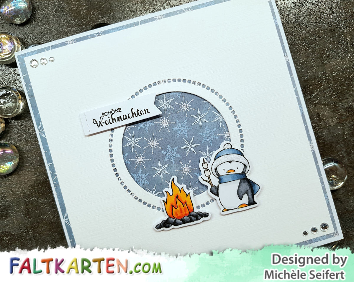 My Favorite Things - MFT - Toasty Greetings - Copics - Spellbinders - Hemstitch Circles - Faltkarten.com - Design-Papier - Arctic Winter - Weihnachten - Karte