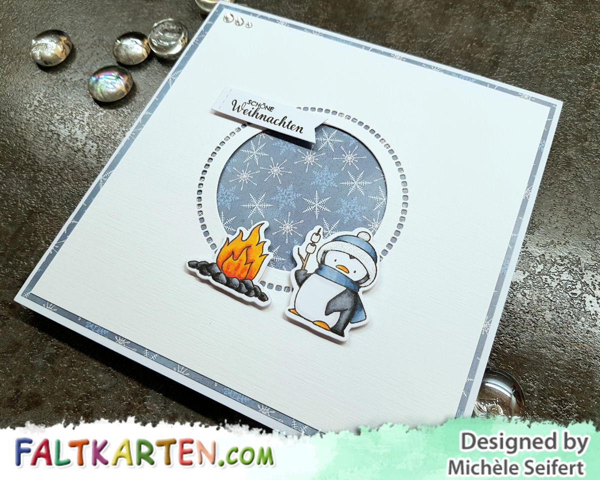 My Favorite Things - MFT - Toasty Greetings - Copics - Spellbinders - Hemstitch Circles - Faltkarten.com - Design-Papier - Arctic Winter - Weihnachten - Karte