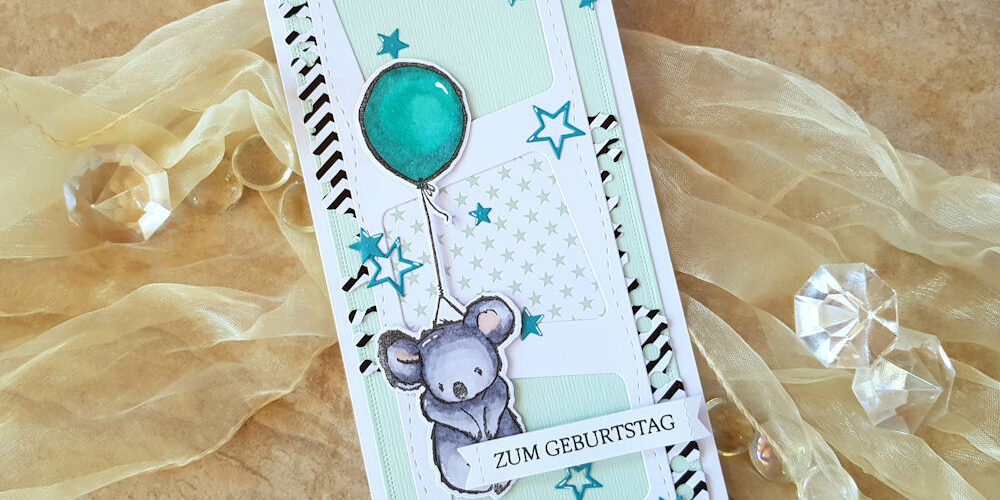 Picket Fence Studios - I wish we could hug - Whimsy Stamps - Slimline Marquee - Slimline Card - Birthday Card - Geburtstagskarte