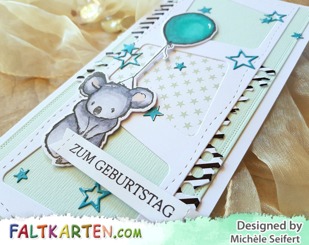 Picket Fence Studios - I wish we could hug - Whimsy Stamps - Slimline Marquee - Slimline Card - Birthday Card - Geburtstagskarte