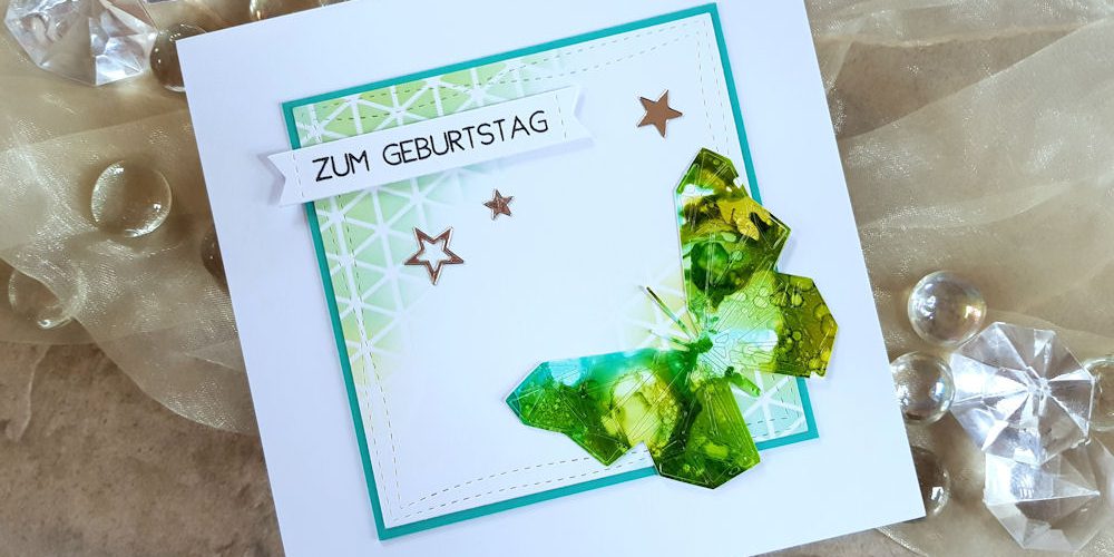 Sizzix – Geo Springtime Alcohol Ink Butterfly – Wasserzeichen 1 – 1000 Sizzix - Tim Holtz - Geo Springtime - Butterfly - Alcohol Inks - Schmetterling - Distress Oxide - Geburtstagskarte
