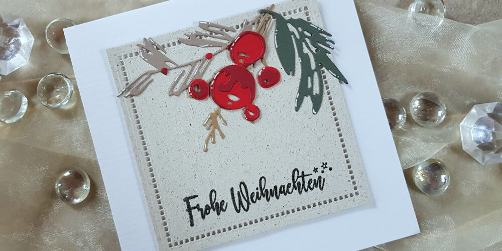 Sizzix - Tim Holtz - Holiday Brushstroke - Papierstücke - Weihnachtssterne - Weihnachtskarte - Christmas Card