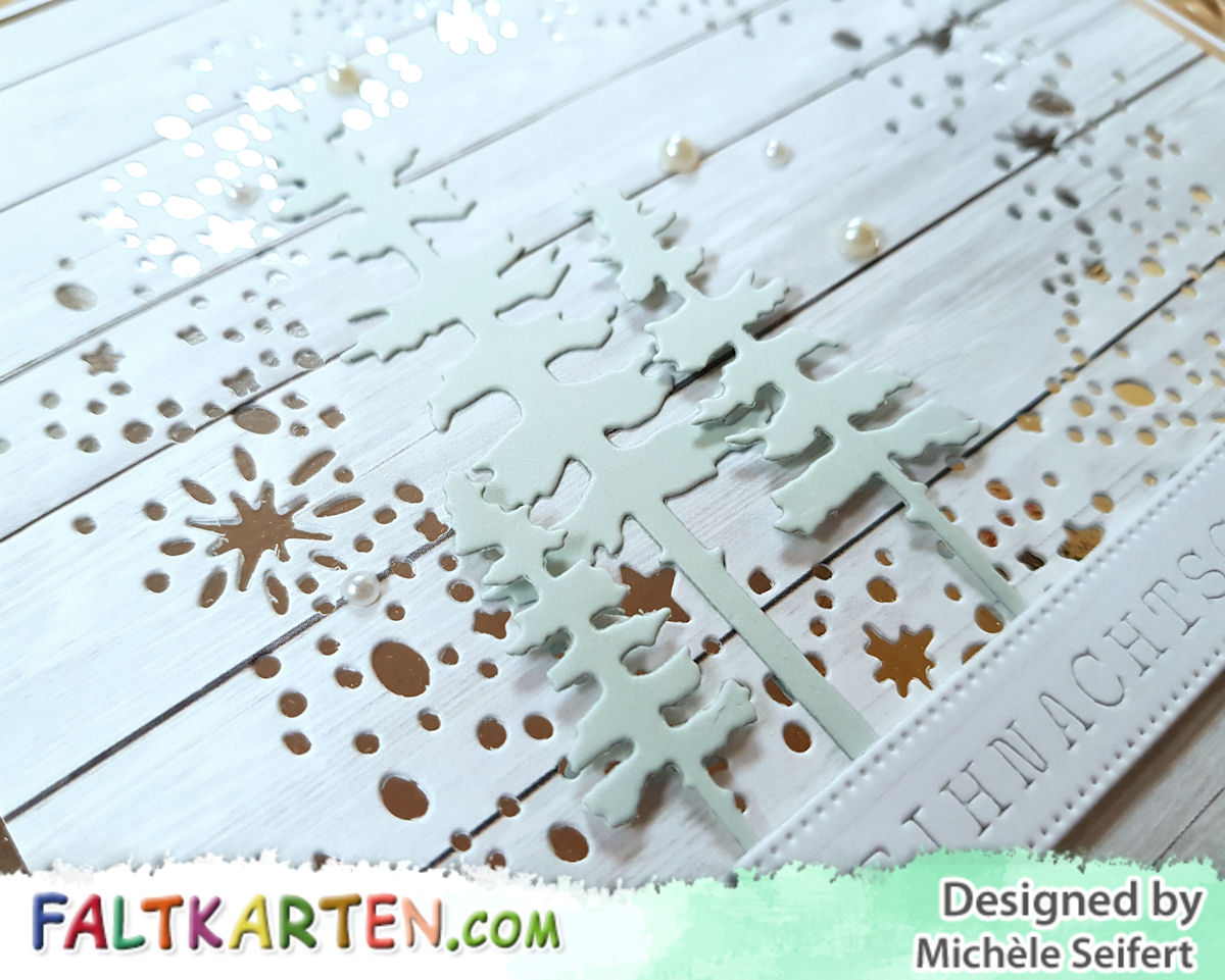 Sizzix - Snowy Stars - Schneesterne - 4enScrap - Mon Beau Sapin - Charlie und Paulchen - Grußtexte Weihnachtlich - Banner Pünktchenrand - Faltkarten.com - Weihnachtskarte - Christmascard