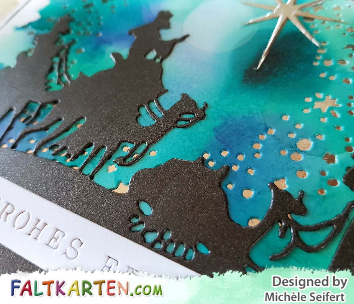 Sizzix - Tim Holtz - Wise Men - 3 Könige - Snowy Stars - Schneesterne - Alcohol Inks - Faltkarten.com - Keramikpapier - Weihnachtskarte