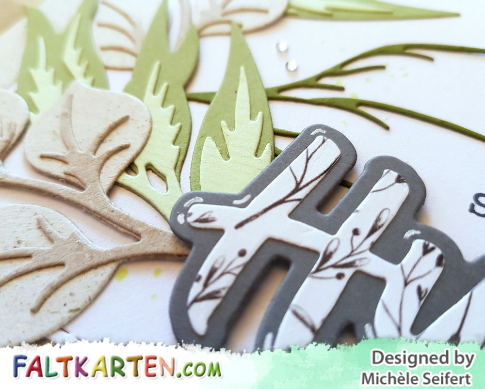 Spellbinders - Layered Foliage - Hugs Expressions - Faltkarten.com - Graskarton - Design-Papier - Romantic Garden - Grusskarte