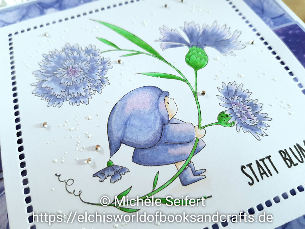 Stamping Bella - Bundle Girl with a Cornflower - Creative Depot - Statt Blumen - Grusskarte - Copics