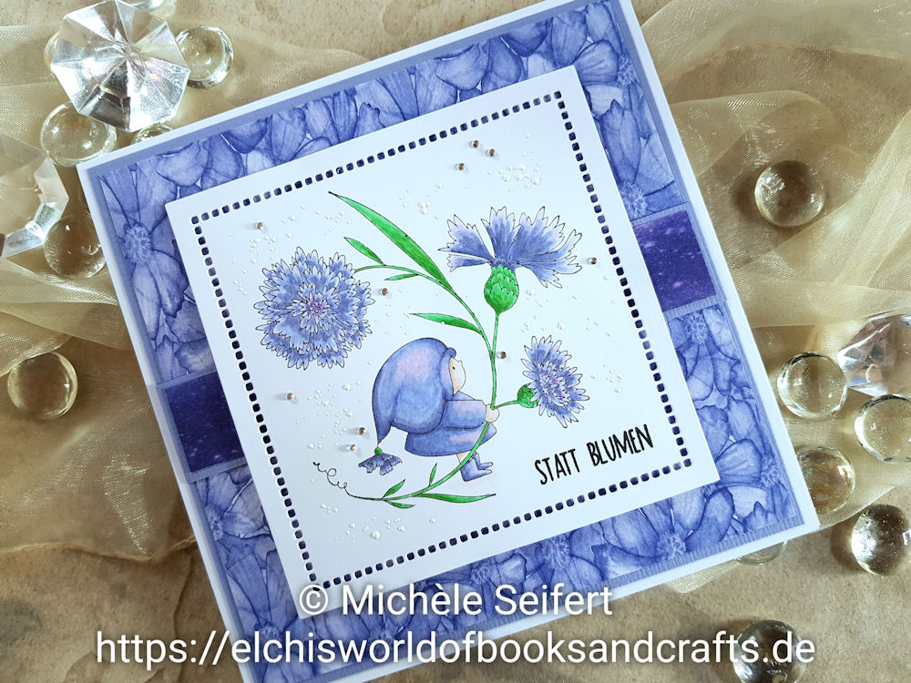 Stamping Bella - Bundle Girl with a Cornflower - Creative Depot - Statt Blumen - Grusskarte - Copics