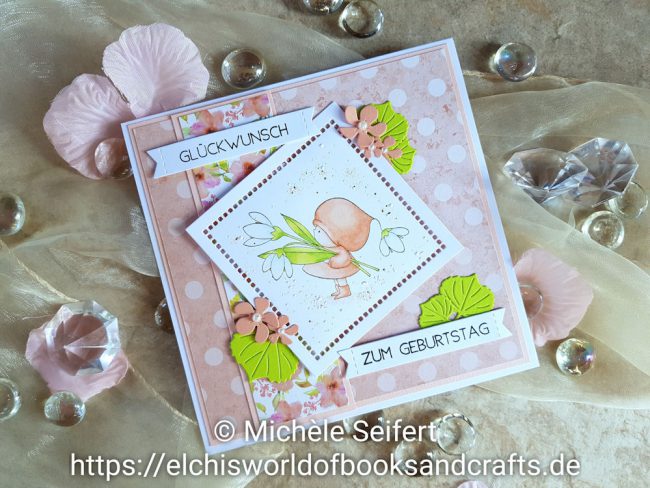 Stamping Bella – Bundle Girl with a Snowdrop – Wasserzeichen 1 – 1000 Stamping Bella - Bundle Girl with a Snowdrop - 4enScrap - Feuilles d'automne - Feuilles exotiques - Copics - Geburtstagskarte - Birthdaycard