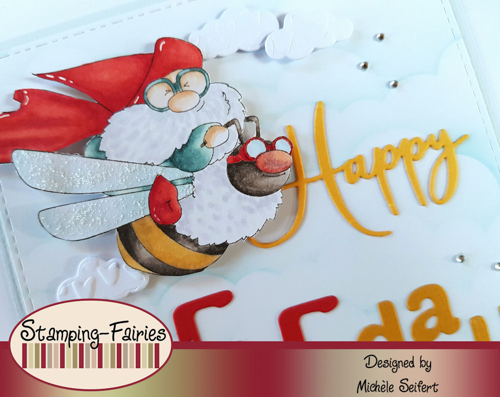 Stamping Bella - Flying Gnome - Altenew - Brush Alpha - Simple Alpha - Memorybox - Happy Birthday Friendship Script - Geburtstagskarte - Birthdaycard