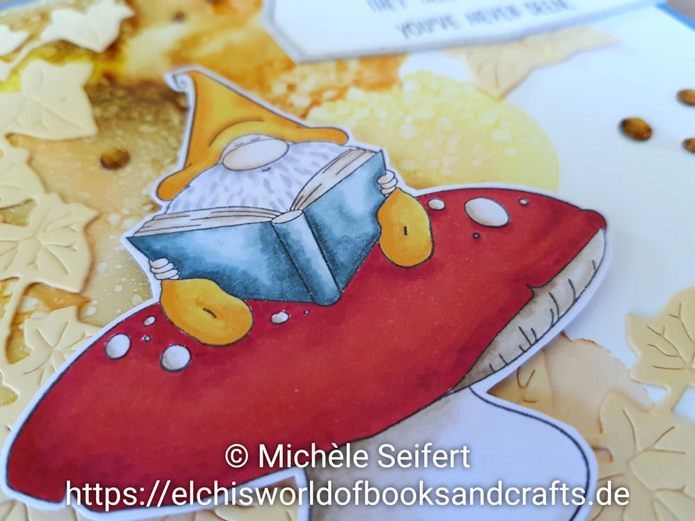 Stamping Bella - Rading Gnome - Mes P'Tits Ciseaux - Lierre - Efeuranke - Copics - Alcohol Inks - Latte - Sandal - Lemonade - Peach Bellini - 4enScrap - Cadres #7 - Grusskarte