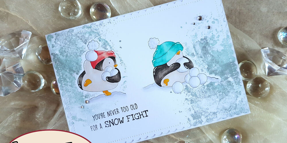 Stamping Bella - Snowfight Penguins - Grusskarte