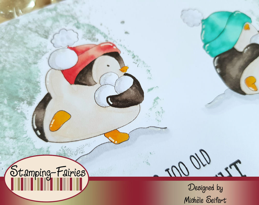 Stamping Bella - Snowfight Penguins - Grusskarte