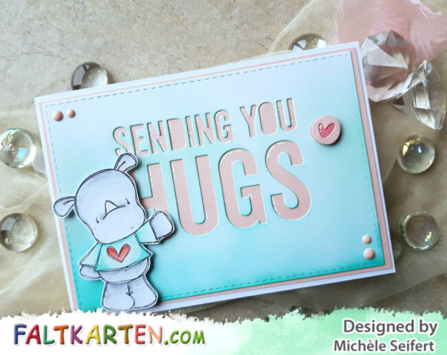 Tracey Hey – Rhino Hugs – Elchi 1 – 1000 Tracey Hey - Rhino Rascals - Die-Namics - Sending You Hugs - Grusskarte