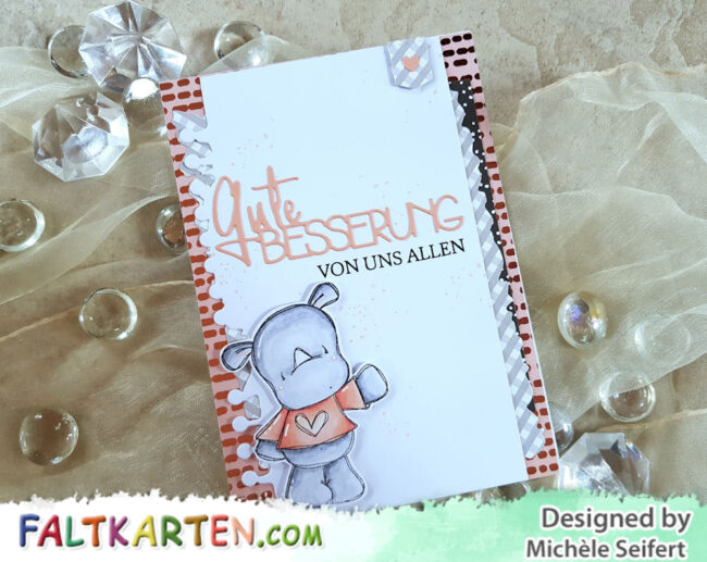 Tracey Hey – Rhino Rascals – Besserung – Wasserzeichen 1 – 1000 Hampton Art - Tracey Hey - Rhino Rascals - Charlie und Paulchen - Gute Besserung - Karte