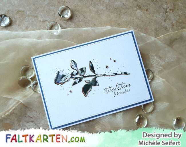 Trauerkarte – Silberrose – Wasserzeichen 1 – 1000 Steckenpferdchen - Rose - Beemybear - Mit tiefstem Mitgefühl - Trauerkarte