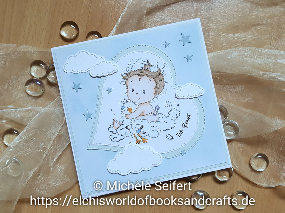 Whimsy Stamps - New Baby - Die-Namics - Cute Cloud Outlines - Babykarte - Baby Card