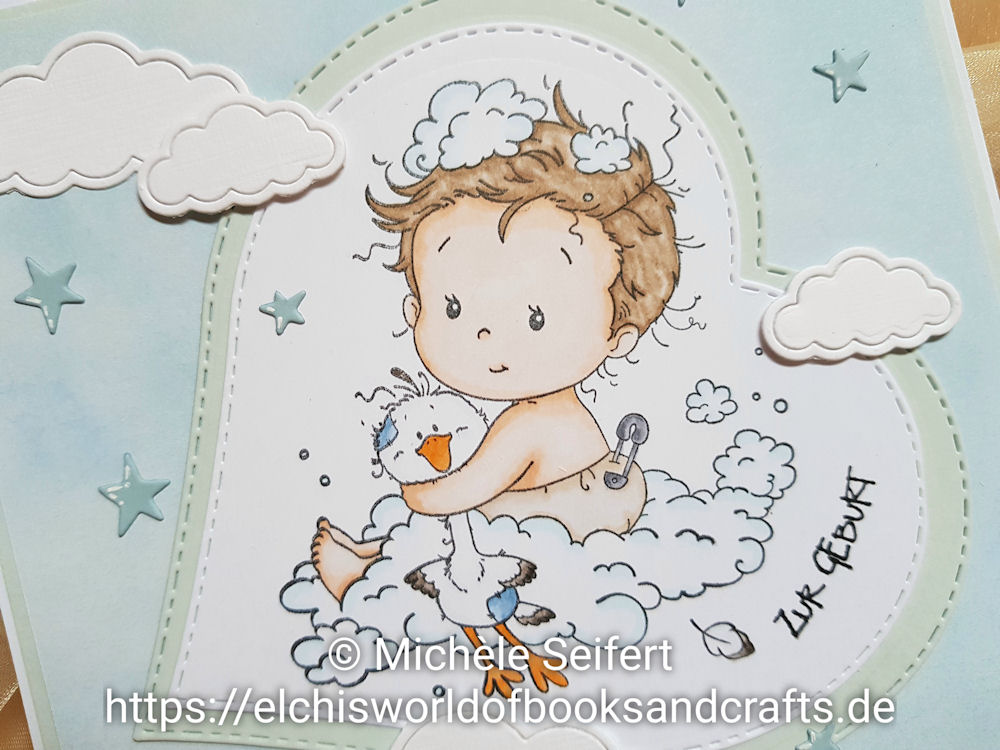 Whimsy Stamps - New Baby - Die-Namics - Cute Cloud Outlines - Babykarte - Baby Card