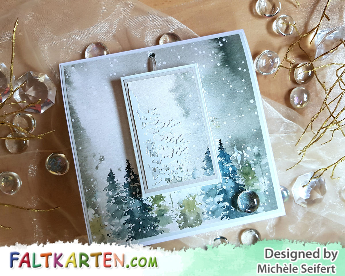 Faltkarten.com - Design-Papier - Zauberwald - Creative Depot - Häuserreihe - Weihnachten - Lichterkarte - Interactive Card