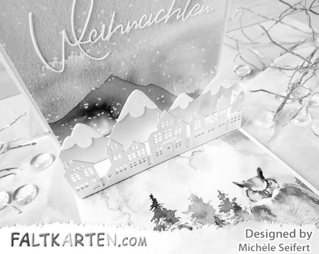 Faltkarten.com - Design-Papier - Zauberwald - Creative Depot - Häuserreihe - Weihnachten - Lichterkarte - Interactive Card